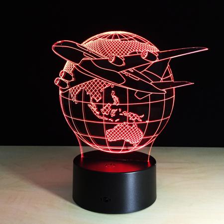 3D- Led Deko Lampe Weltkugel mit Flugzeug