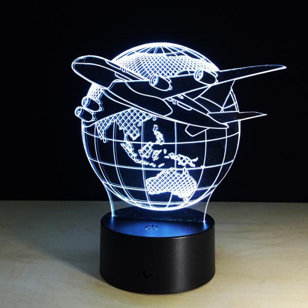 3D- Led Deko Lampe Weltkugel mit Flugzeugg