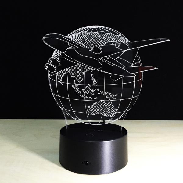 3D- Led Deko Lampe Weltkugel mit Flugzeug