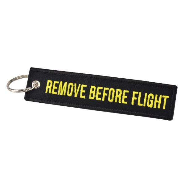 Schlüsselanhänger REMOVE BEFORE FLIGHT schwarz Version 2